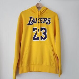 NIke NBA Los‎ Angeles LA Lakers Labron James 23 yellow pullover hoodie size S